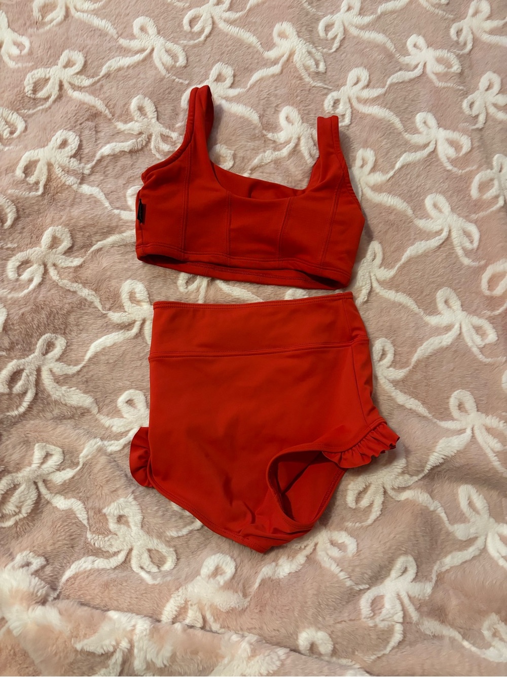 Girls Red Two-Piece Ruffle Set Tiger Friday - Picture 2 of 4